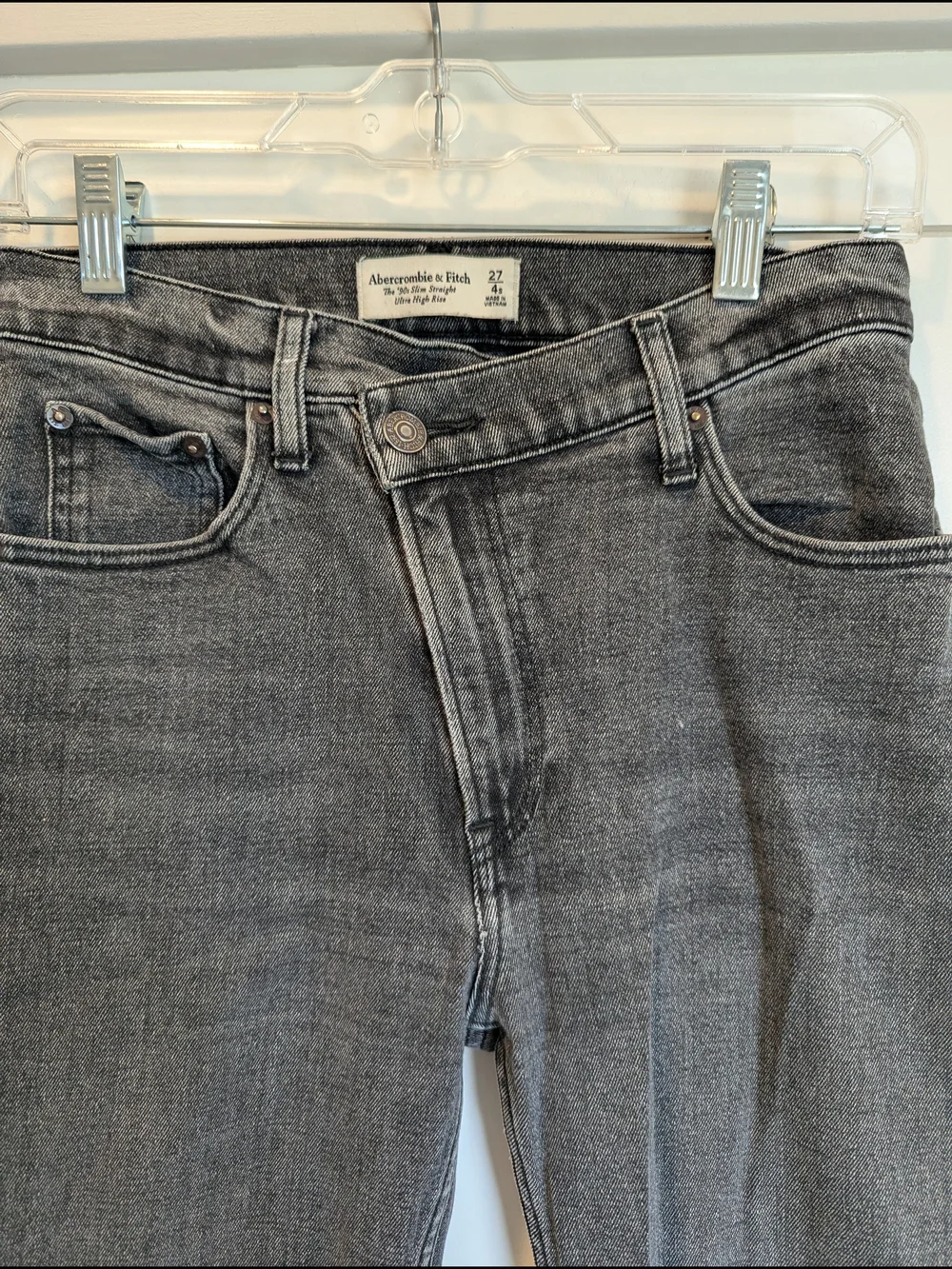Abercrombie & Fitch 90s Slim Straight Jean Ultra High Rise Black Wash 27 4P - Picture 3 of 11